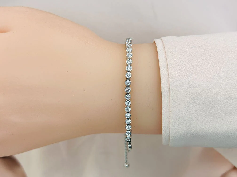 Bezel Set Adjustable Diamond Bracelet with 1.58 ct.(finished) 3mm - Image 3