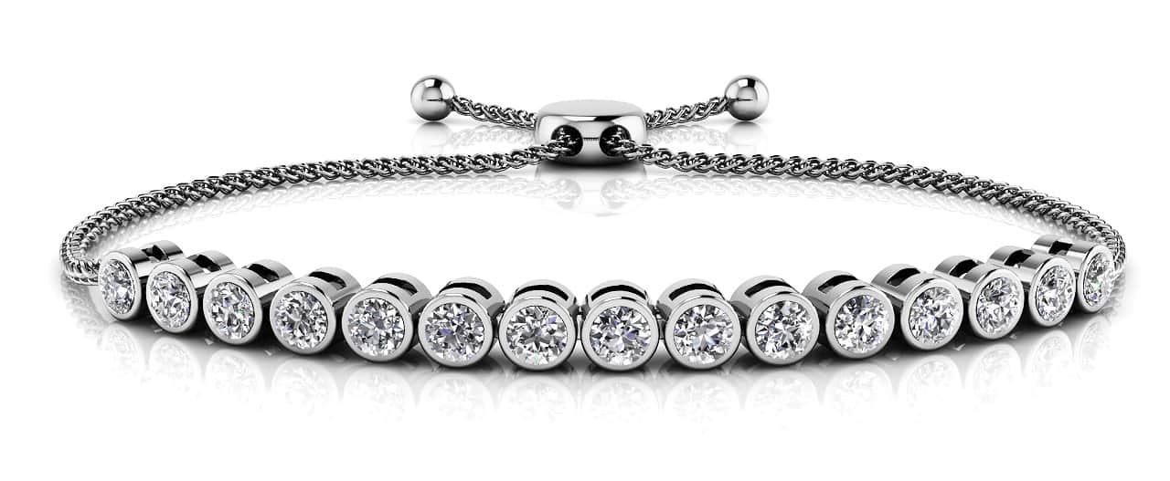 Bezel Set Adjustable Lab-Grown Diamond Bracelet with 0.76 ct.(finished) 2.25mm