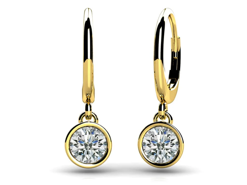 Bezel Set Diamond Drop Diamond Earrings with 3.00 ct.(finished) 7.4mm - Image 2