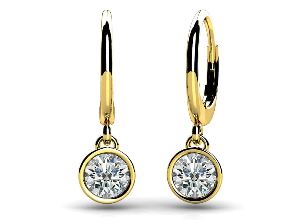 Bezel Set Diamond Drop Lab-Grown Diamond Earrings with 0.76 ct.(finished) 4.6mm - Image 2