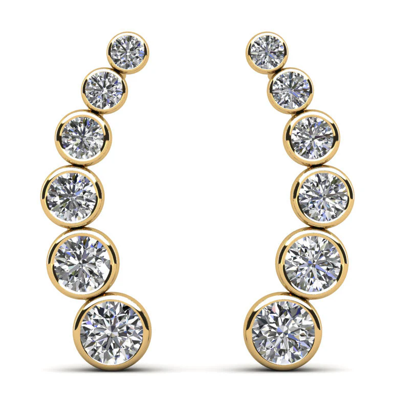 Bezel Set Diamond Journey Diamond Earrings with 2.01 ct.(finished) - Image 2