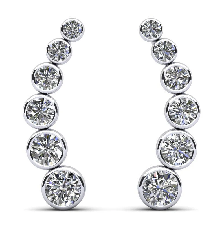 Bezel Set Diamond Journey Earrings Lab-Grown Diamond with 2.01 ct.(finished)