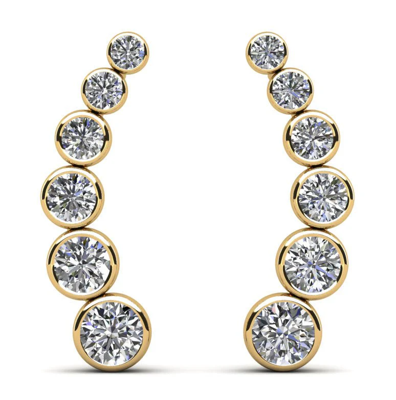Bezel Set Diamond Journey Earrings Lab-Grown Diamond with 2.01 ct.(finished) - Image 2