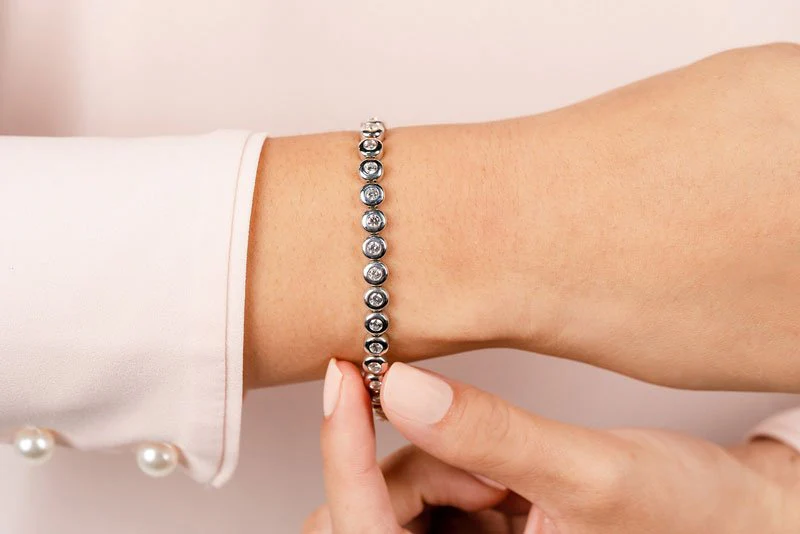 Bezel Set Lab-Grown Diamond Tennis Bracelet with 1.08 ct.(finished) 2mm - Image 3