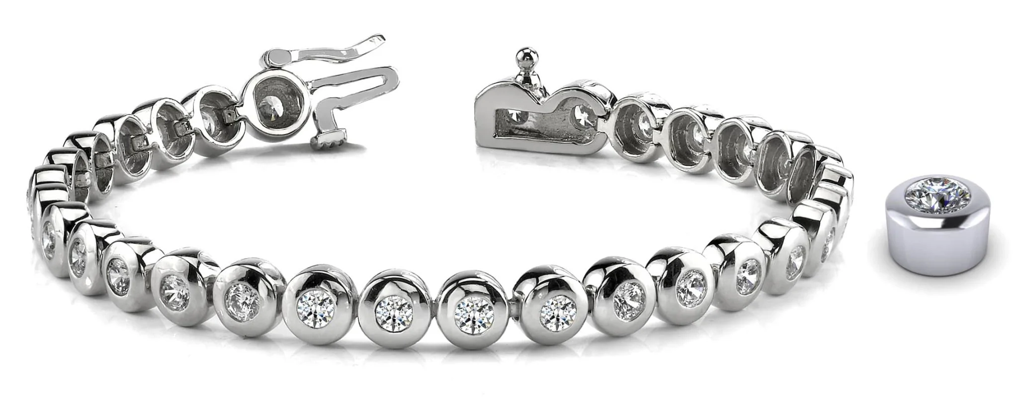 Bezel Set Lab-Grown Diamond Tennis Bracelet with 1.08 ct.(finished) 2mm - Image 4
