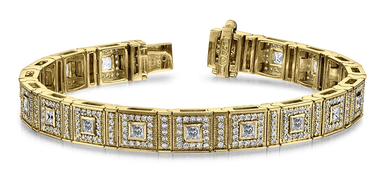 Bezel Set Princess Diamond Bracelet with 5.45 ct.(finished) 1.4mm, 2.5mm - Image 4