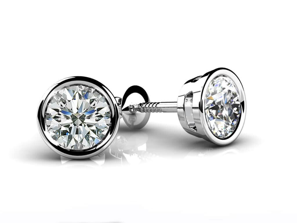 Bezel Set Round Lab-Grown Diamond Stud Earrings with 1.00 ct.(finished) 5mm