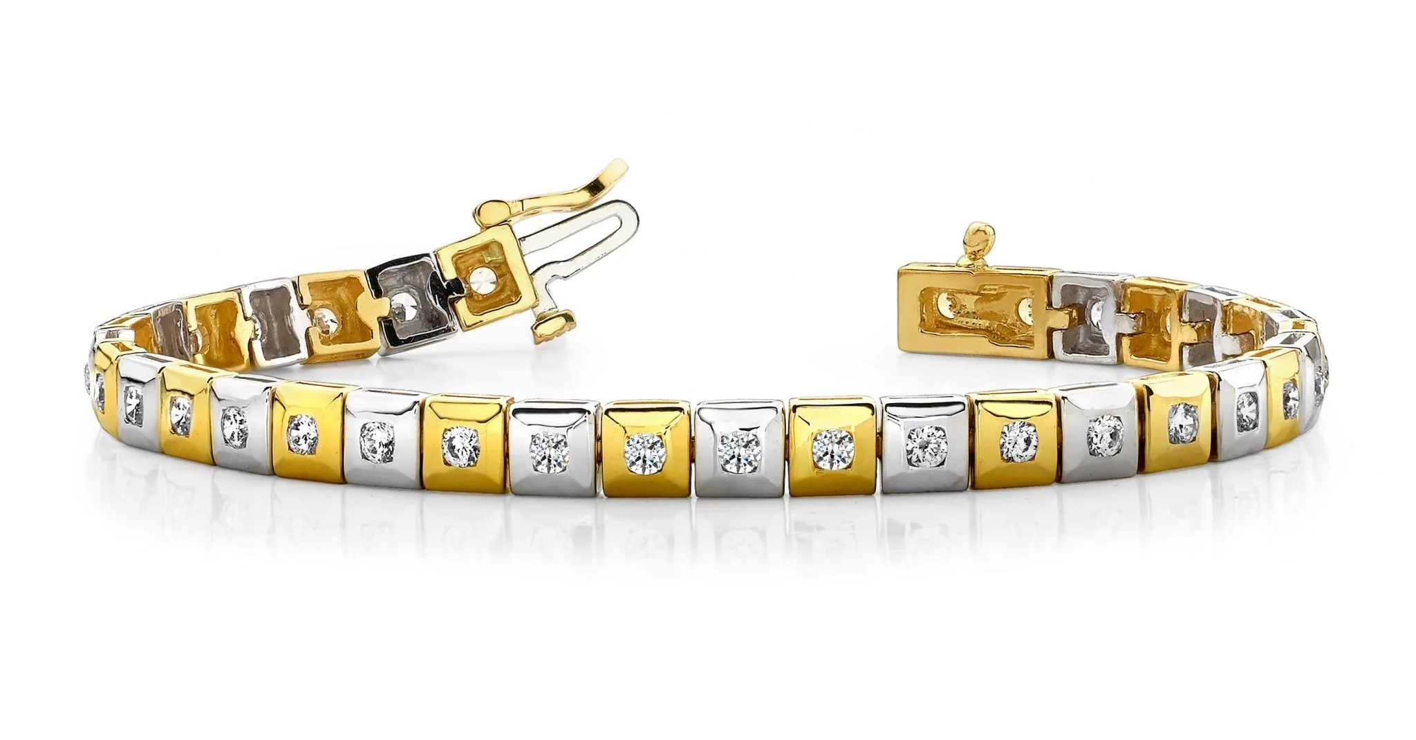 Bezel Set Square Link Diamond Bracelet with 1.08 ct.(finished) 2.0mm - Image 3