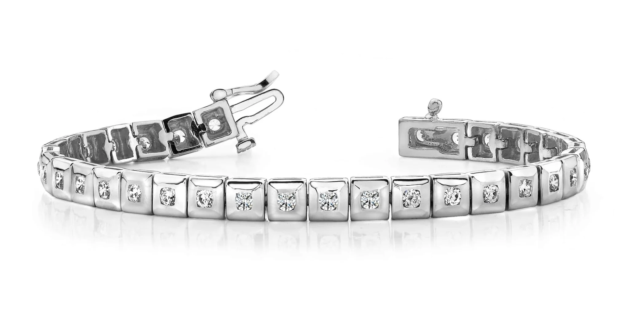 Bezel Set Square Link Diamond Bracelet with 2.04 ct.(finished) 2.5mm - Image 4