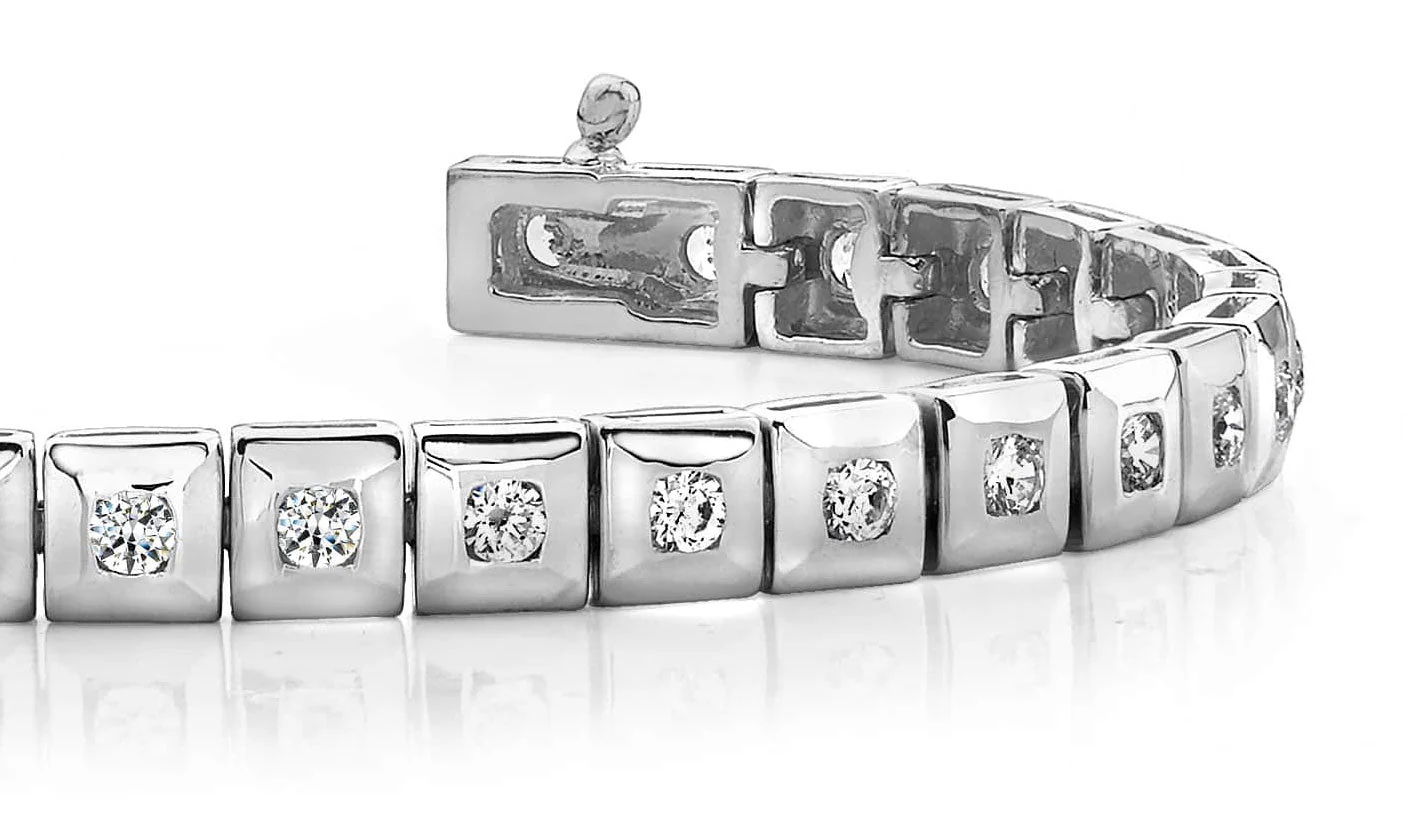 Bezel Set Square Link Lab-Grown Diamond Bracelet with 2.04 ct.(finished) 2.5mm