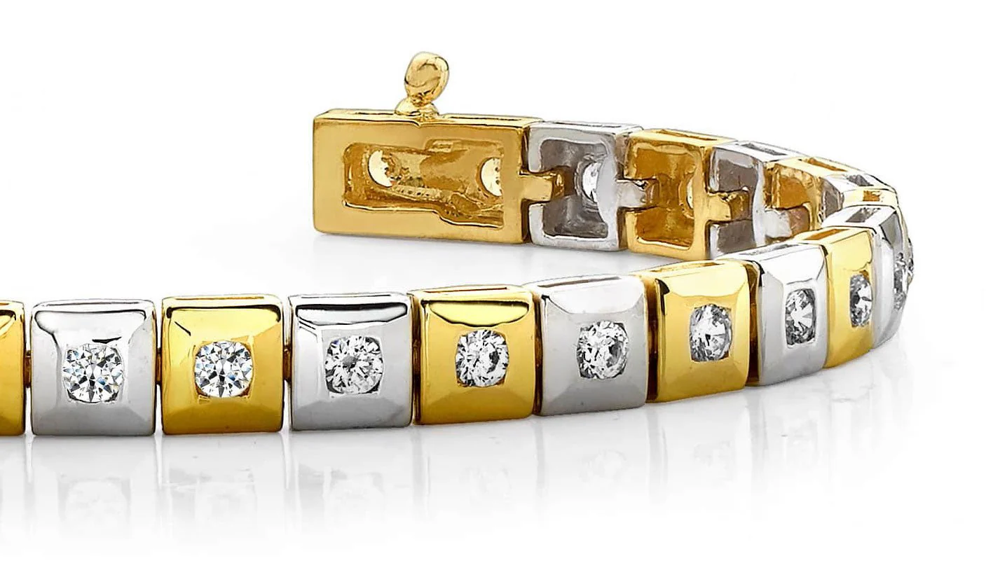 Bezel Set Square Link Lab-Grown Diamond Bracelet with 3.10 ct.(finished) 3.0mm - Image 2