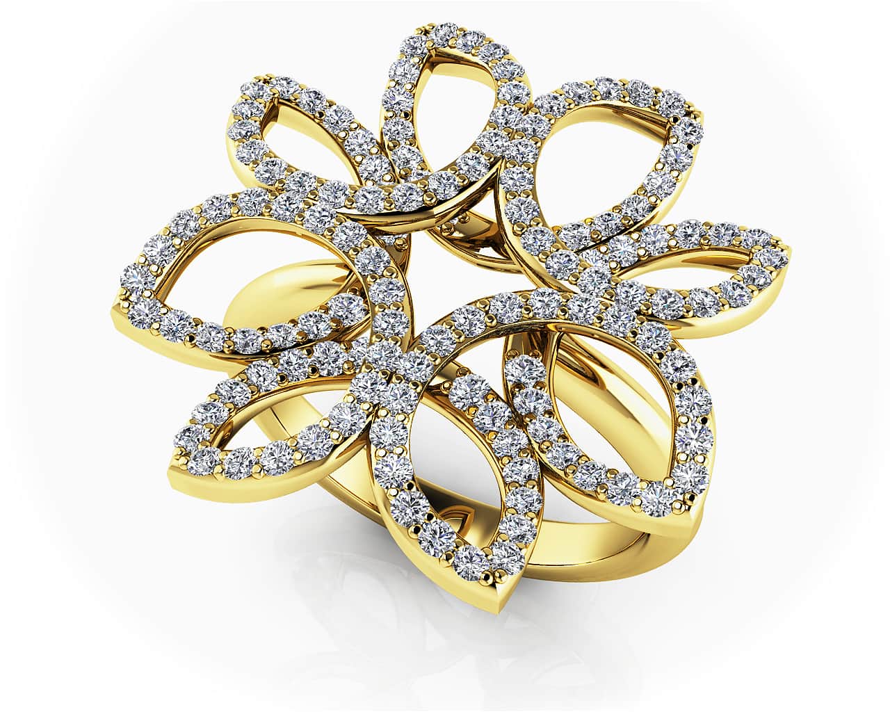 Bold Diamond Flower Ring In Diamond with 0.68 ct.(finished) 1mm, 1.1mm, 1.2mm - Image 2