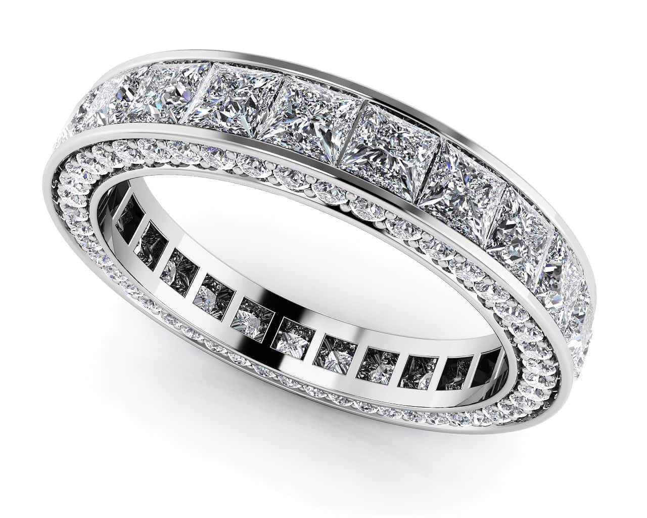 Breathtaking Princess And Round Eternity Lab-Grown Diamond Ring with 1.74 ct.(finished) 1mm, 1.75mm