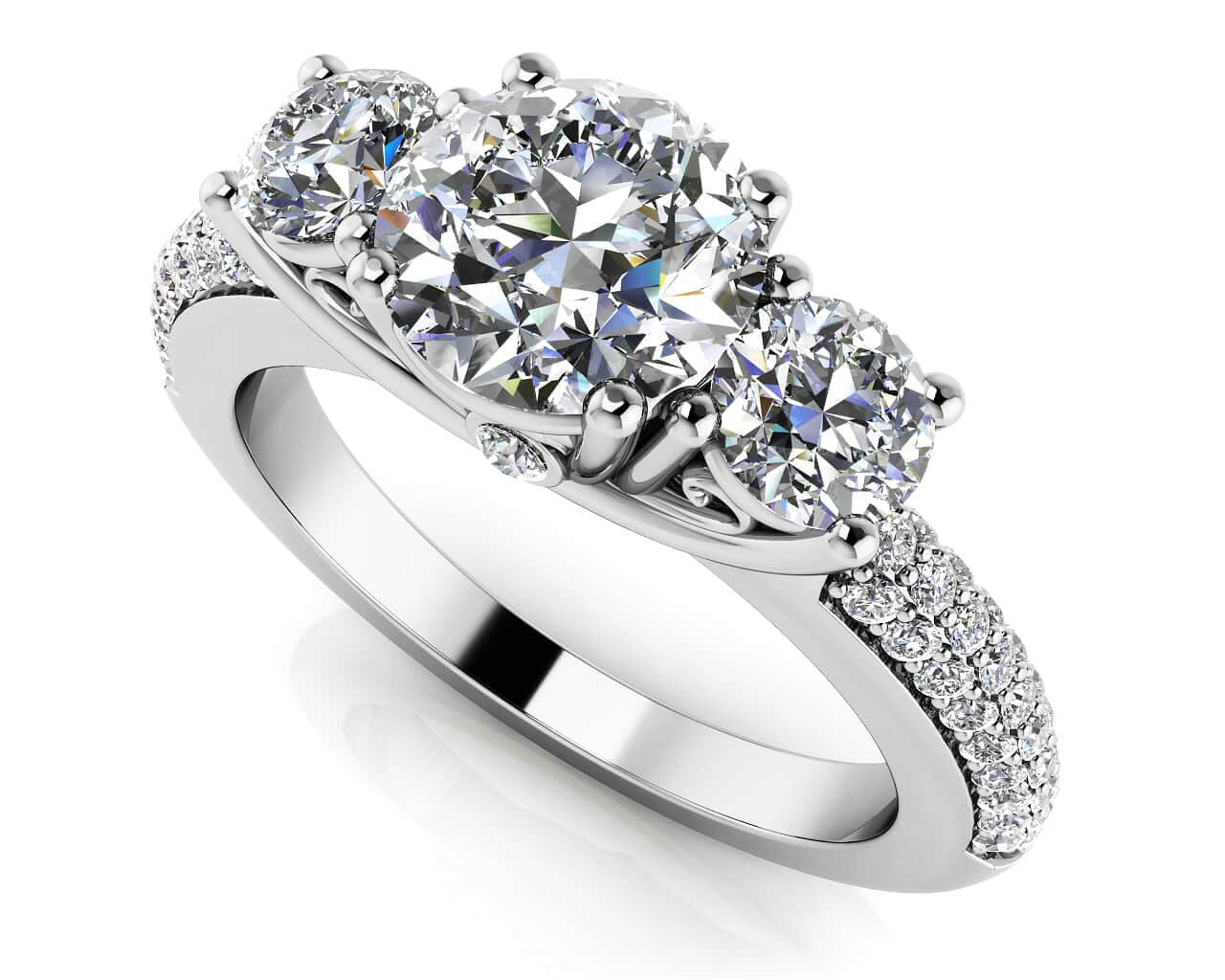 Breathtaking Scroll Lab-Grown Diamond Engagement Ring with 1.76 ct. (1.00 ct. center diamond)