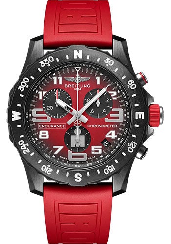 Pre-owned Breitling Endurance Pro IRONMAN® Watch - Breitlight® - Red Dial - Red Rubber Strap - Tang Buckle - X823109A1K1S1