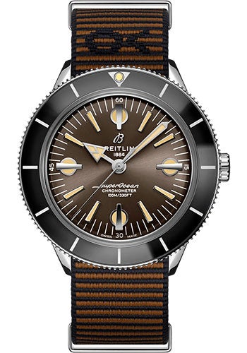 Pre-owned Breitling Superocean Heritage '57 Outerknown Watch - Stainless Steel - Bronze Dial - Brown Econyl® Yarn Strap - Tang Buckle - A103703A1Q1W1
