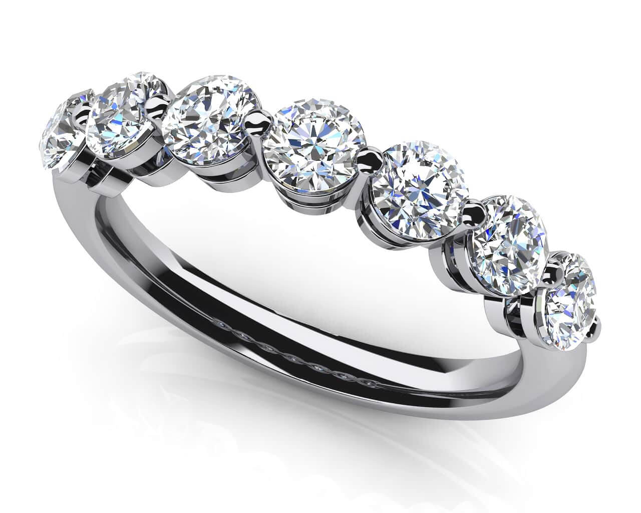 Brilliant 7 Diamonds Anniversary Diamond Ring with 0.49 ct.(finished) 2.6mm
