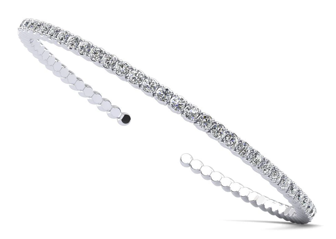 Brilliant Cut Diamond Flexible Lab-Grown Diamond Bangle with 0.68 ct.(finished) 1.75mm