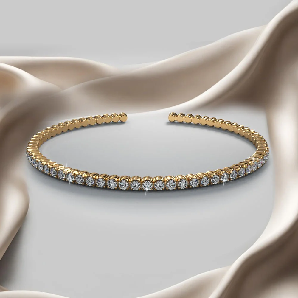 Brilliant Cut Diamond Flexible Lab-Grown Diamond Bangle with 0.68 ct.(finished) 1.75mm - Image 4