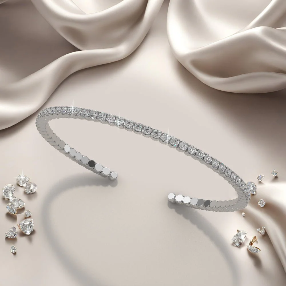 Brilliant Cut Round Diamond Flexible Lab-Grown Diamond Bangle with 2.05 ct.(finished) 2mm - Image 3