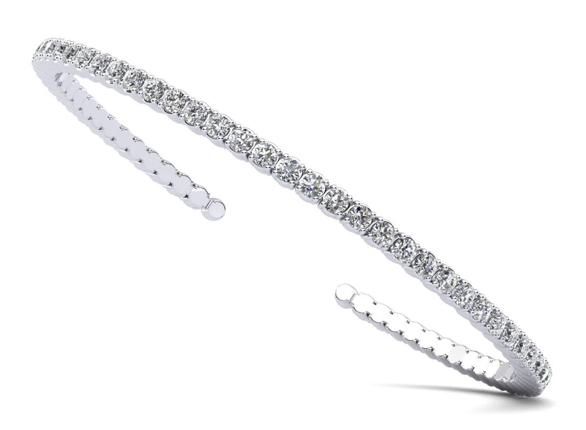 Brilliant Cut Round Diamond Flexible Lab-Grown Diamond Bangle with 2.46 ct.(finished) 2.2mm