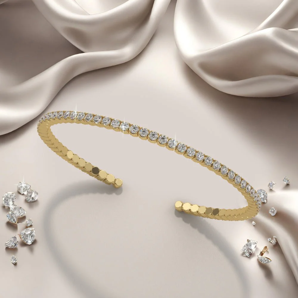 Brilliant Cut Round Diamond Flexible Lab-Grown Diamond Bangle with 4.83 ct.(finished) 3mm - Image 4