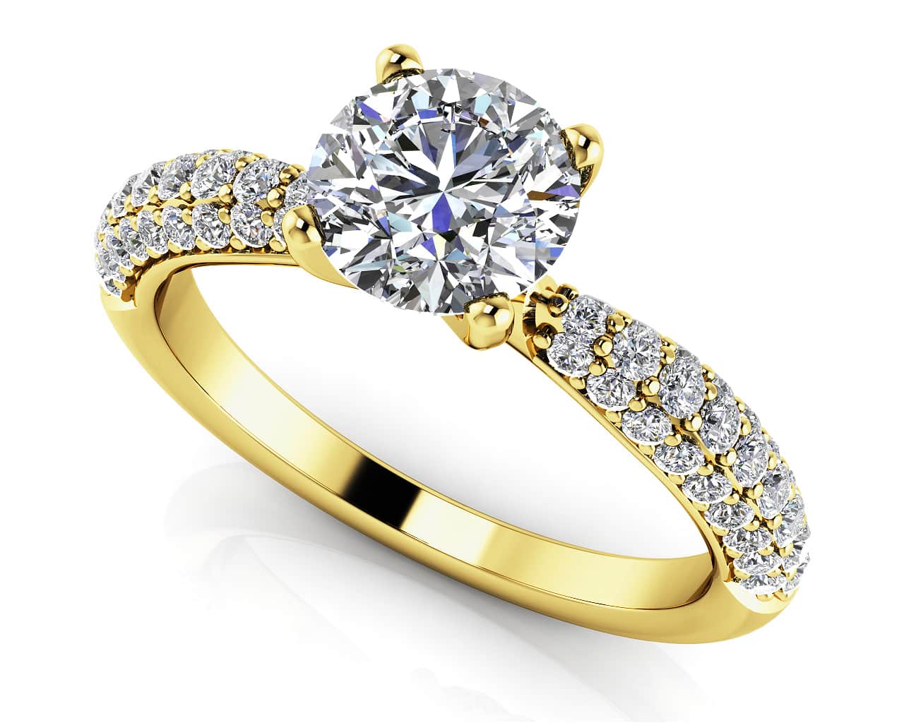 Brilliant Diamond Engagement Ring With Side Stones Diamond  with 1.48 ct. (1.00 ct. center diamond) - Image 2