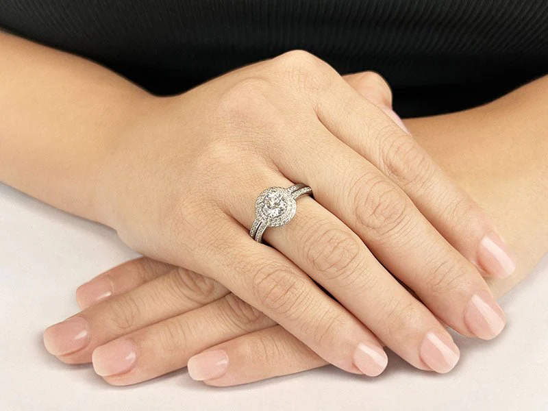 Brilliant Double Halo Lab-Grown Diamond Bridal Set with 2.26 ct. (1.50 ct. center diamond) - Image 3