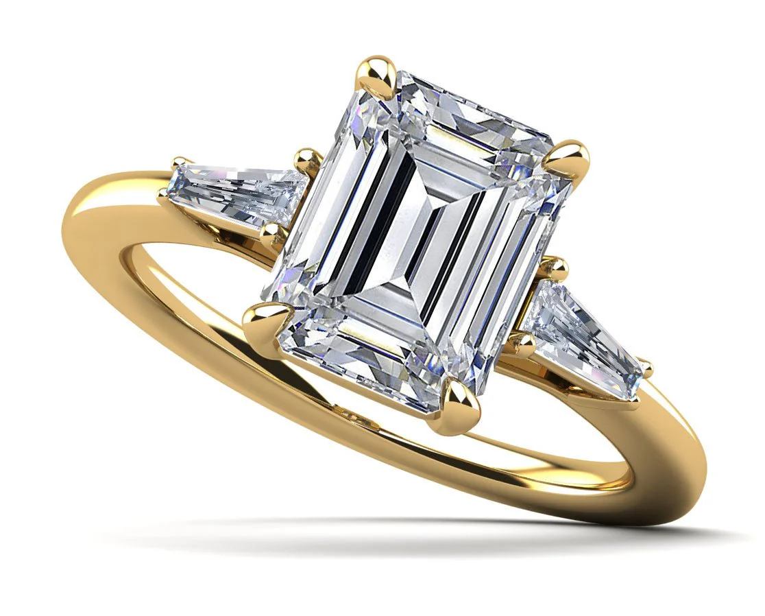 Brilliant Emerald Cut And Baguette Diamond Ring with 1.14 ct. (1.00 ct. center diamond) - Image 2