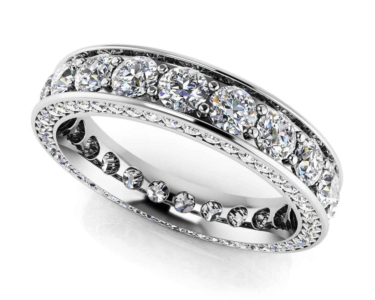 Brilliant Eternity Ring With Side Stones Diamond with 3.20 ct.(finished) 1mm, 3.3mm