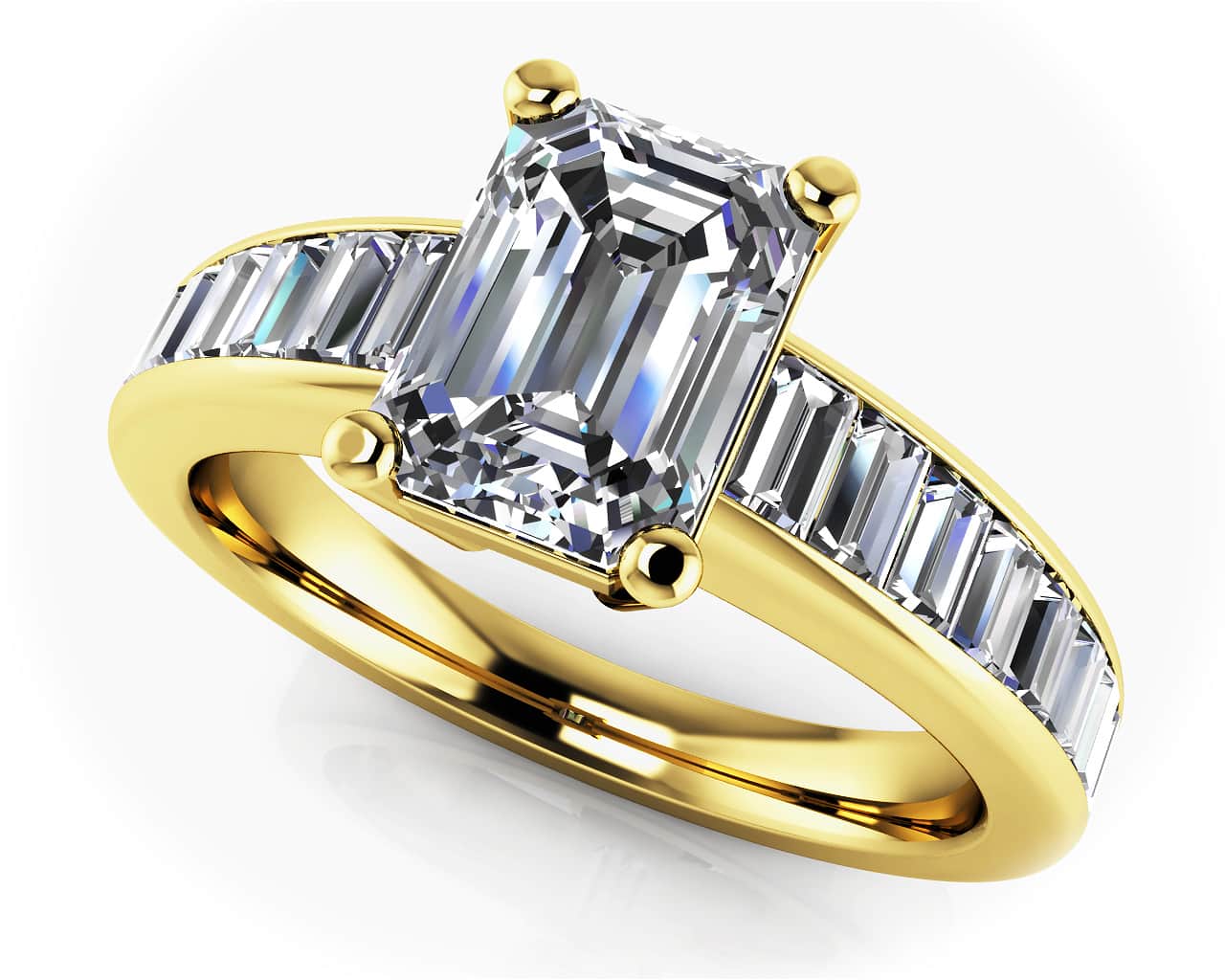 Brilliant Fire Emerald And Baguette Ring Lab-Grown Diamond  with 1.32 ct. (0.50 ct. center diamond) - Image 2