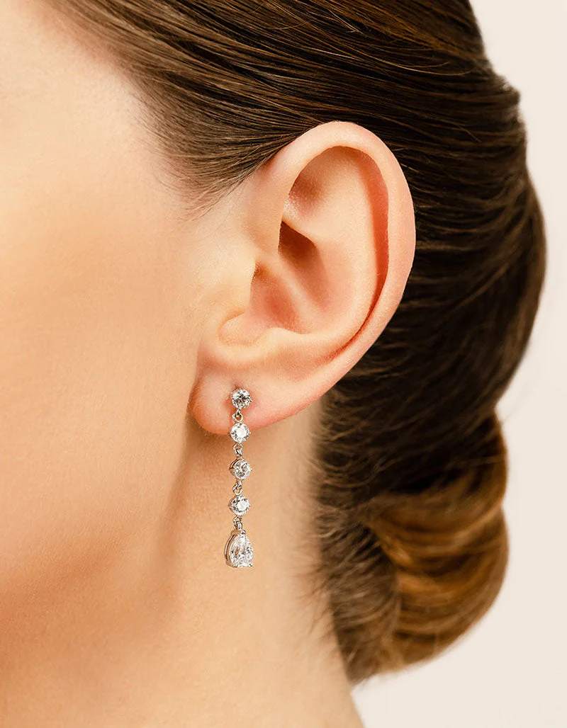 Brilliant Round And Pear Drop Diamond Earrings with 2.68 ct.(finished) 7x5mm, 3.8mm - Image 4