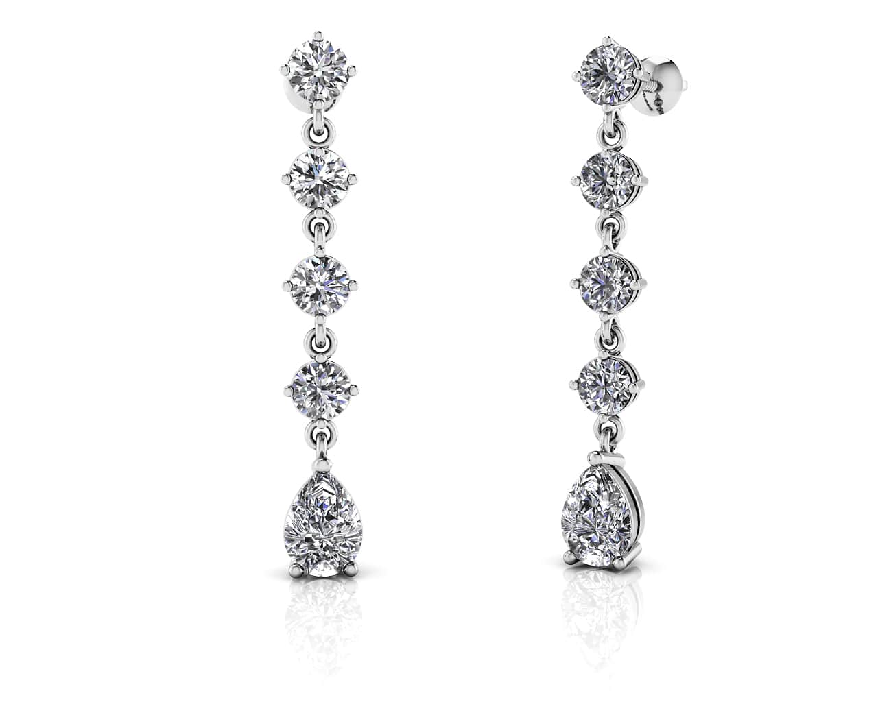 Brilliant Round And Pear Drop Lab-Grown Diamond Earrings with 2.68 ct.(finished) 7x5mm, 3.8mm