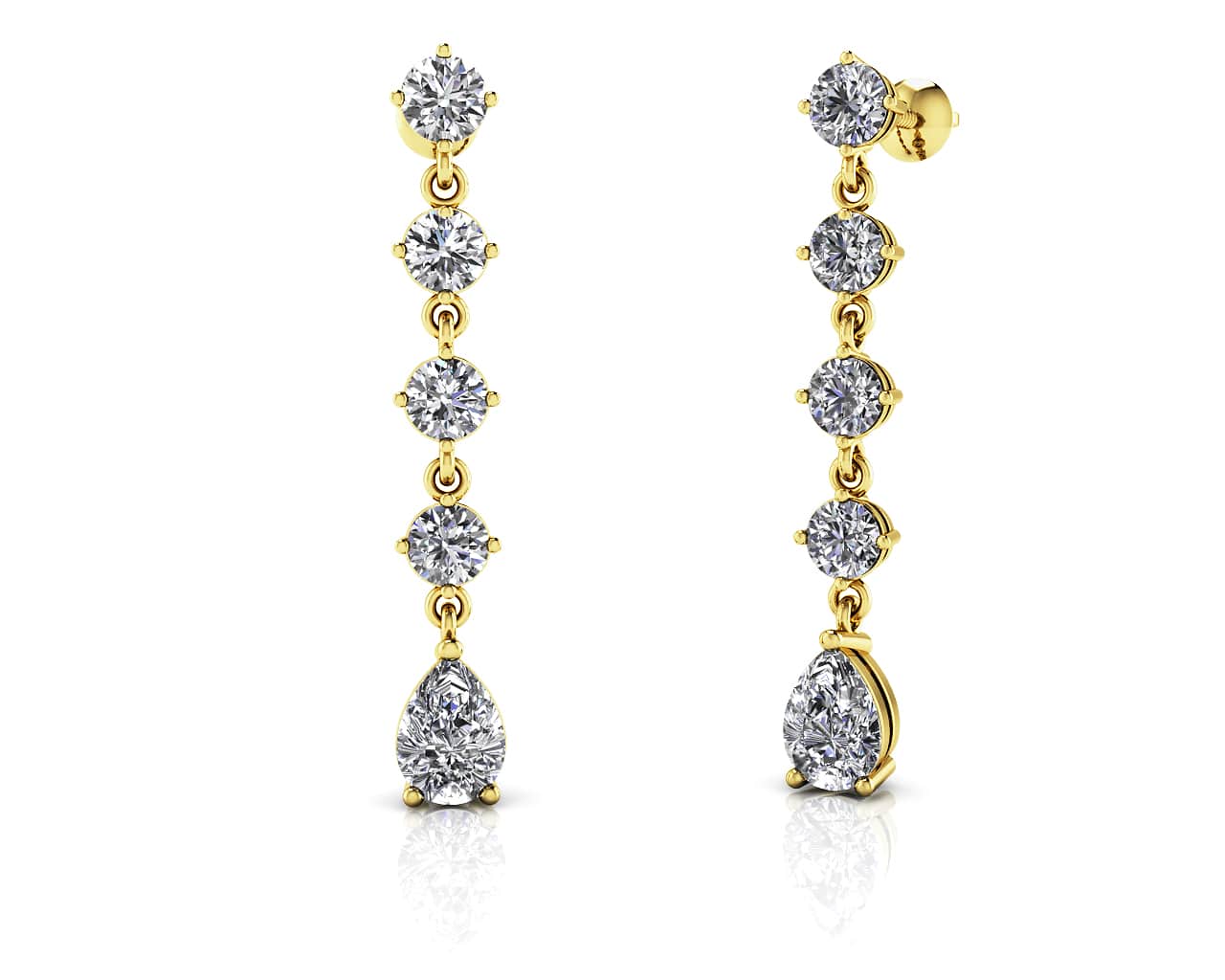 Brilliant Round And Pear Drop Lab-Grown Diamond Earrings with 2.68 ct.(finished) 7x5mm, 3.8mm - Image 2