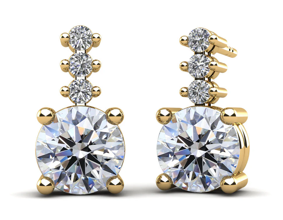 Brilliant Round Drop Diamond Earrings with 4.31 ct.(finished) 2.4mm, 8.2mm - Image 2