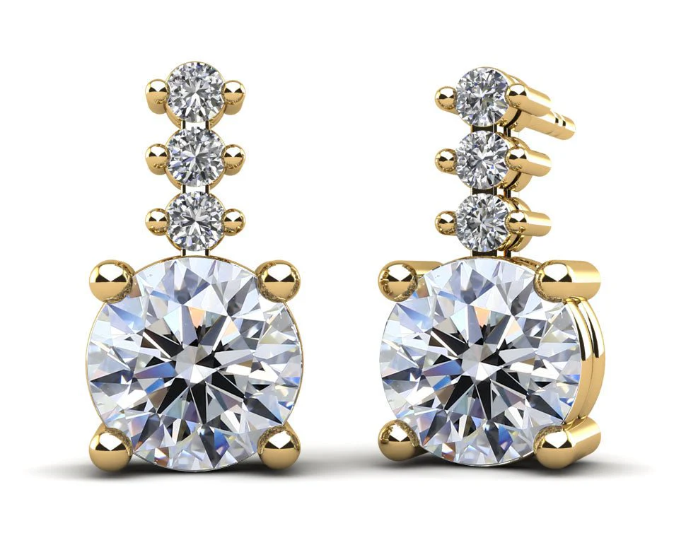 Brilliant Round Drop  Lab-Grown Diamond Earrings with 3.22 ct.(finished) 2.1mm, 7.4mm - Image 2