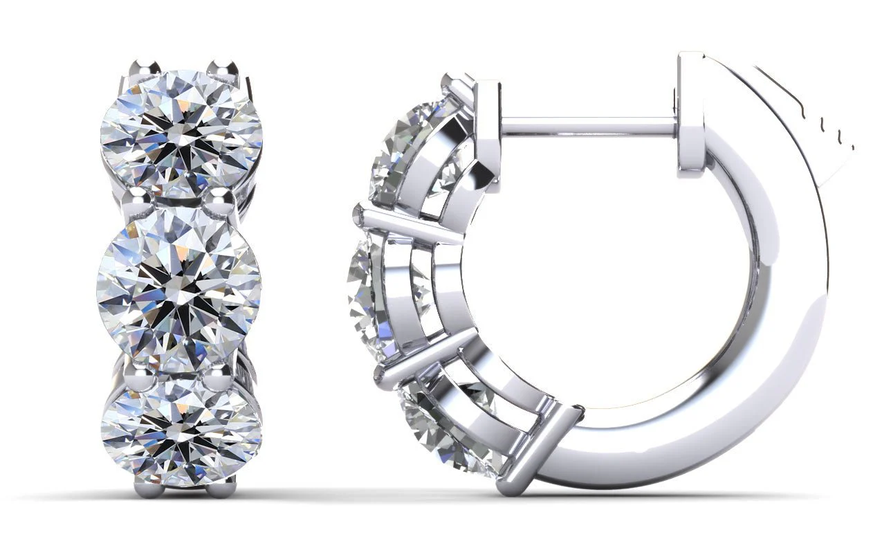 Brilliant Six Diamonds Huggie Hoops Diamond with 3.00 ct.(finished) 5mm