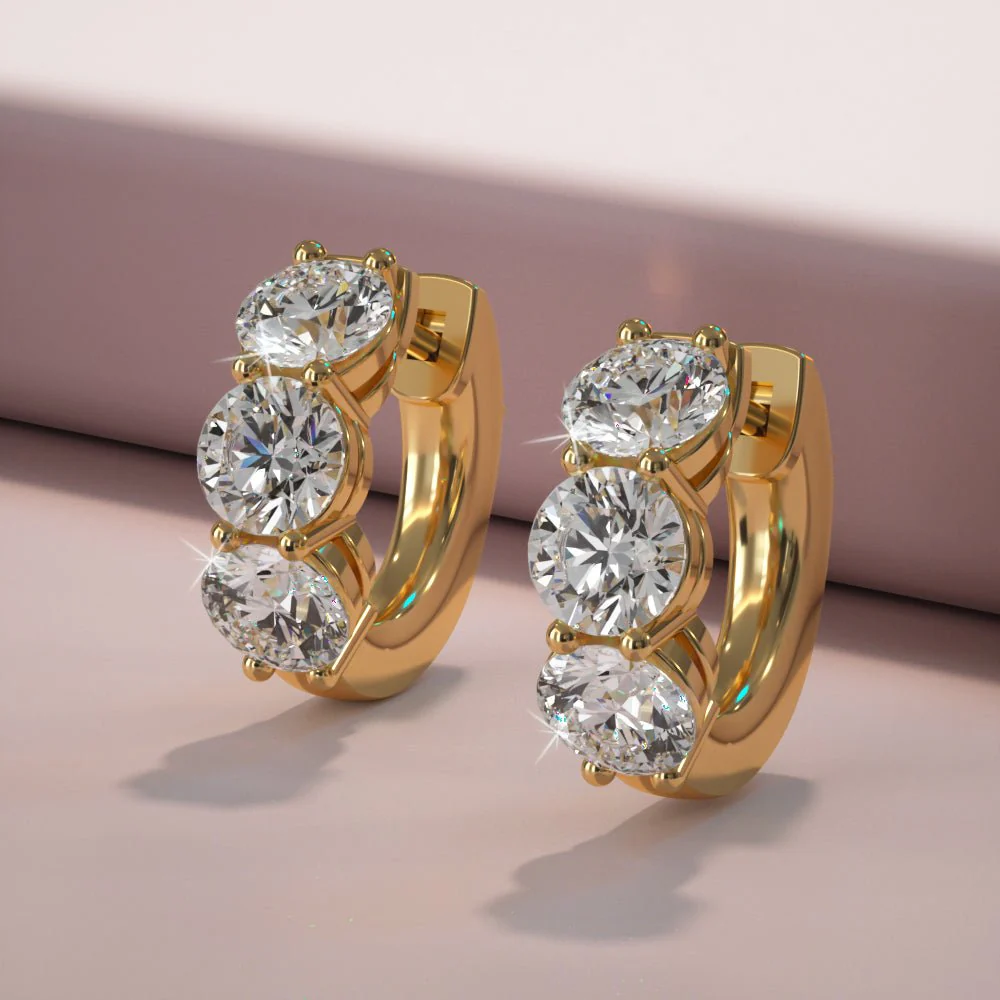 Brilliant Six Diamonds Huggie Hoops Lab-Grown Diamond  with 0.48 ct.(finished) 2.8mm - Image 4