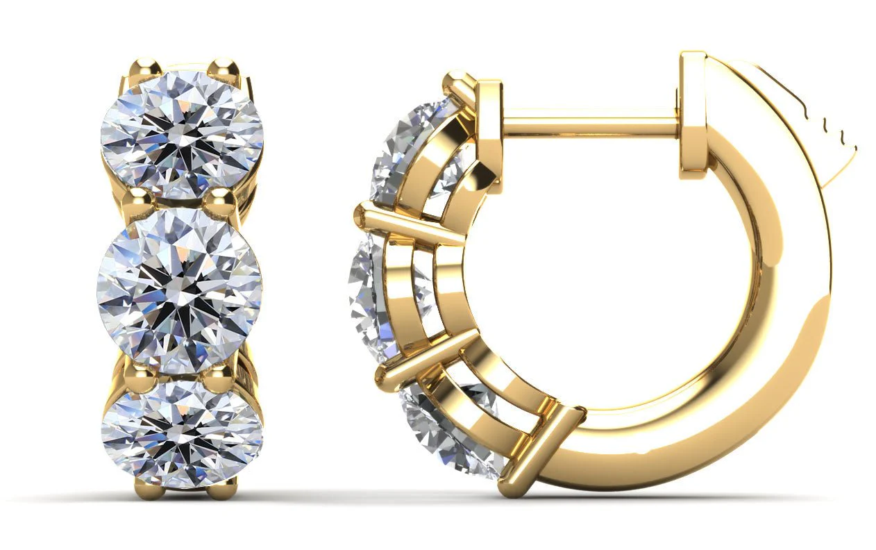 Brilliant Six Diamonds Huggie Hoops Lab-Grown Diamond  with 1.98 ct.(finished) 4.4mm - Image 2