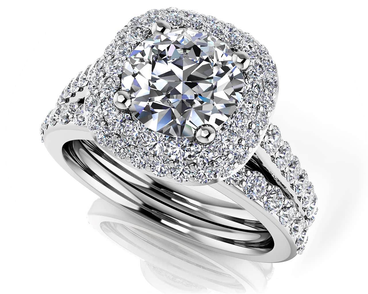 Brilliant Sparkle Wedding Set Diamond with 1.40 ct. (0.50 ct. center diamond)