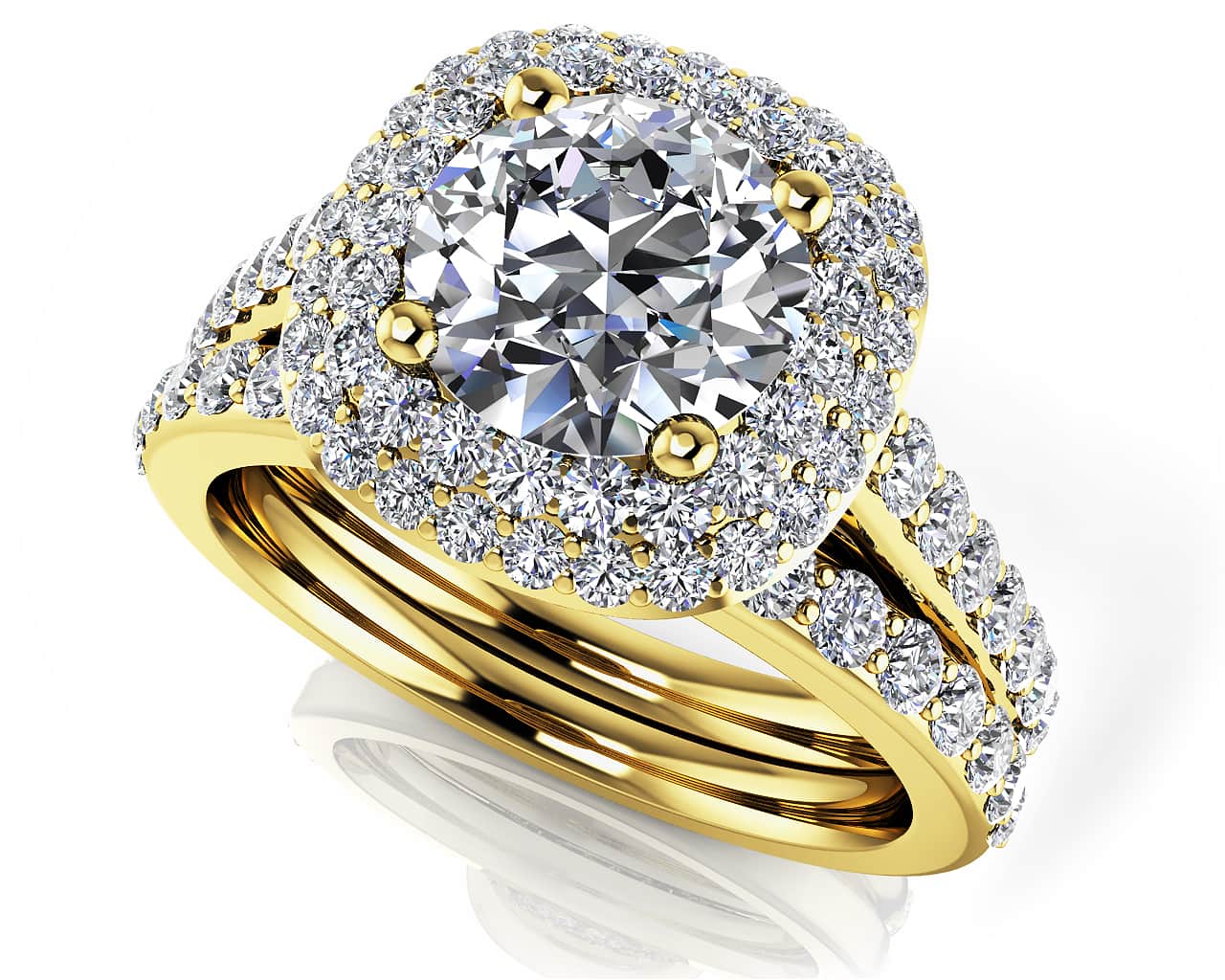 Brilliant Sparkle Wedding Set Diamond with 2.14 ct. (1.25 ct. center diamond) - Image 2