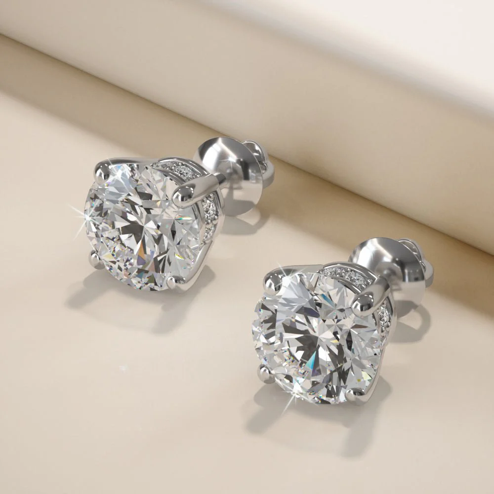 Brilliant Stud Earrings with Side Diamonds Diamond with 3.11 ct. (2X1.50 ct. center diamonds) - Image 3