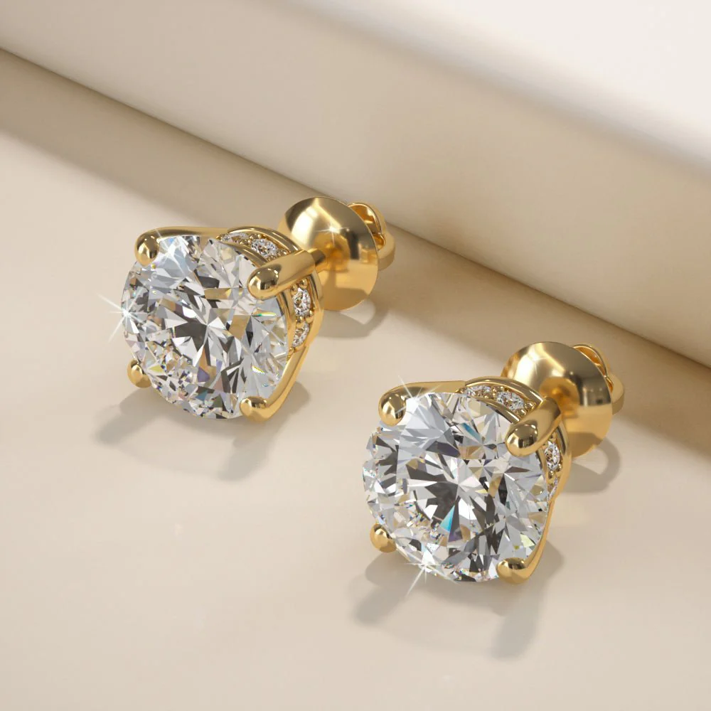Brilliant Stud Earrings with Side Diamonds Lab-Grown Diamond  with 4.16 ct. (2X2.00 ct. center diamonds) - Image 4