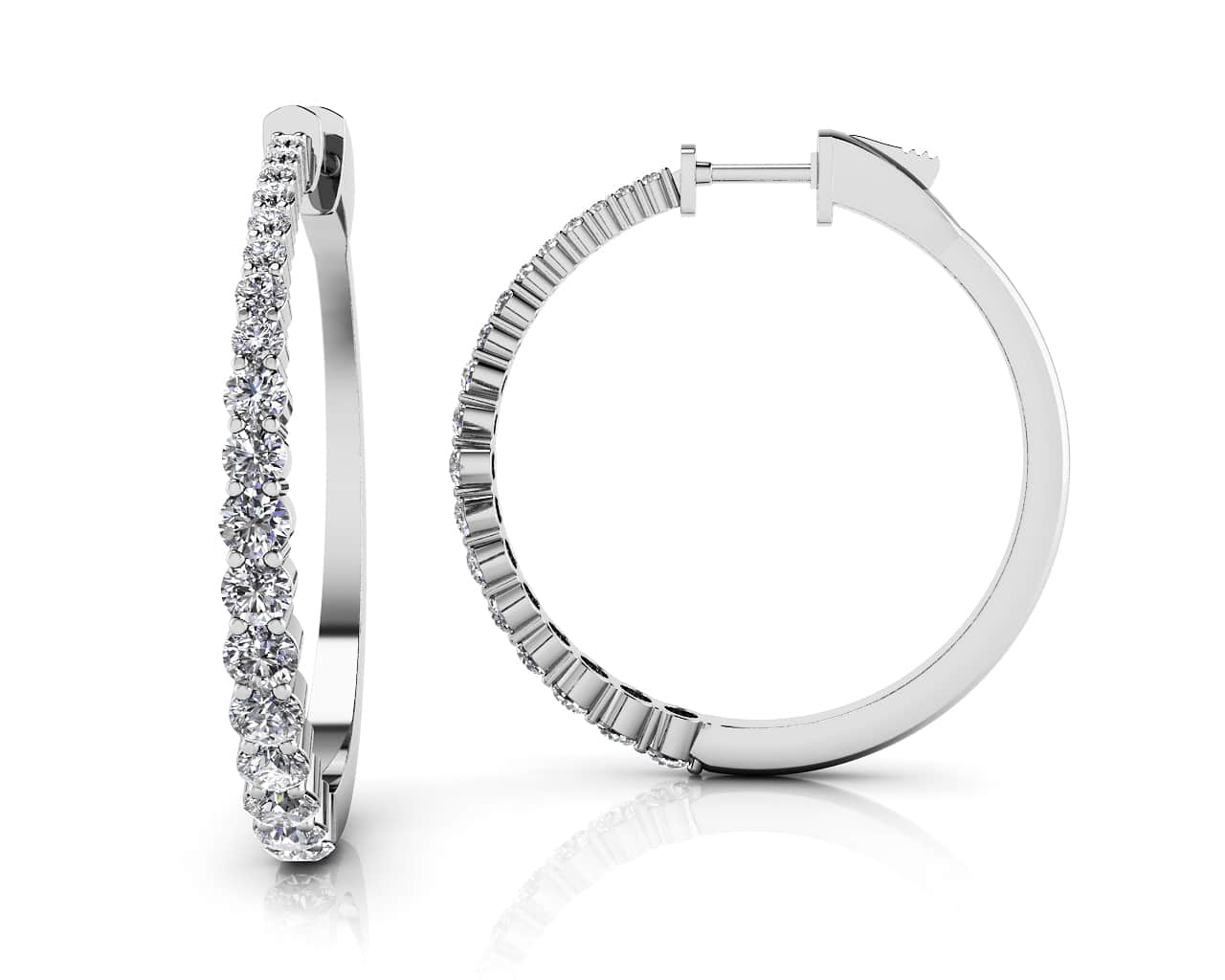 Brilliant Tapered Lab-Grown Diamond Hoop Earrings with 2.13 ct.(finished)