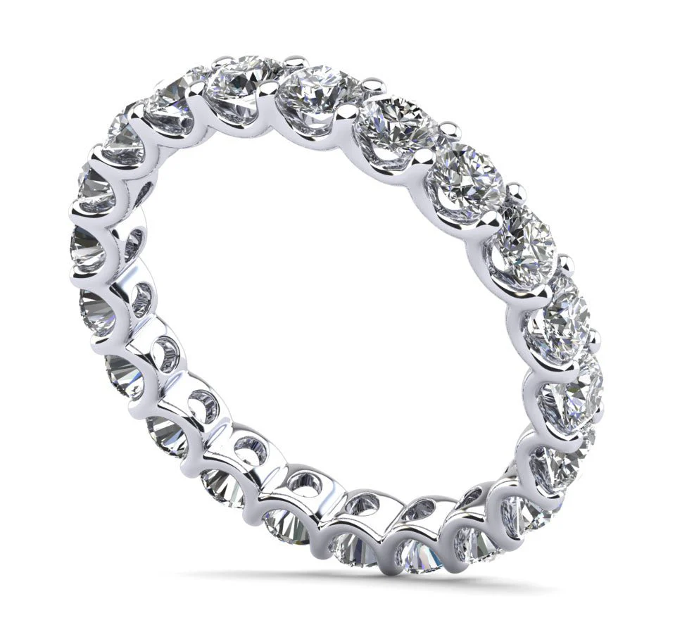 Brilliant U Shape Diamond Eternity Diamond Ring with 2.88 ct.(finished) 3.5mm