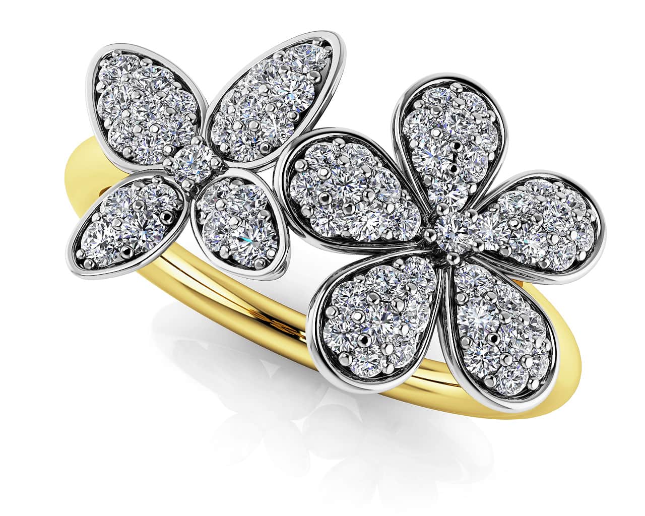 Butterfly And Flower Diamond Ring with 0.39 ct.(finished) - Image 2
