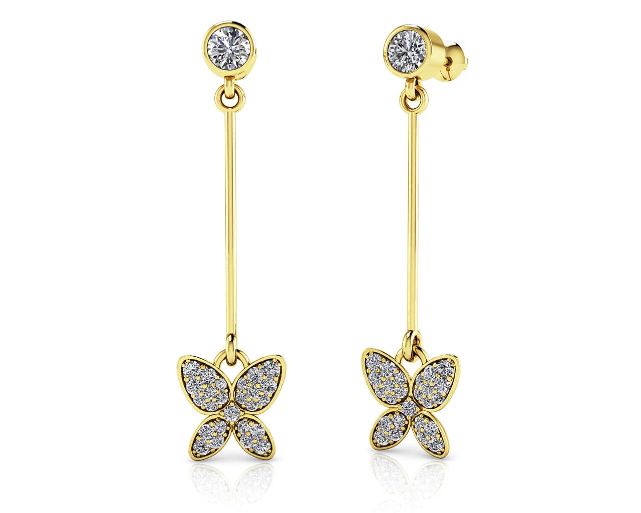 Butterfly Drop Bar Diamond Earrings with 0.56 ct.(finished) - Image 2