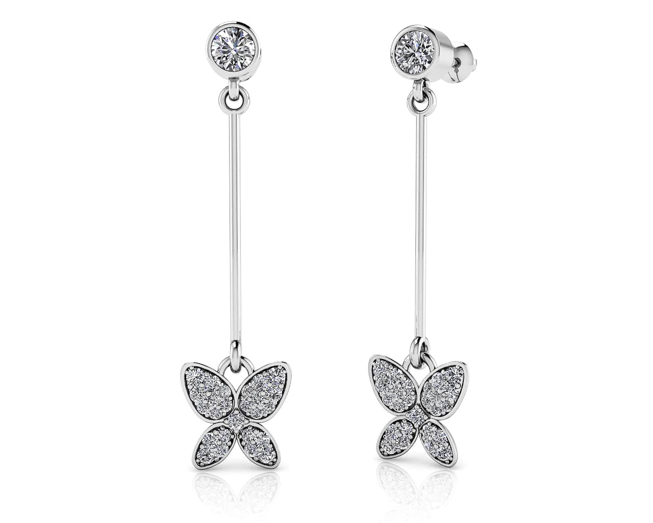 Butterfly Drop Bar Earrings Lab-Grown Diamond with 0.56 ct.(finished)