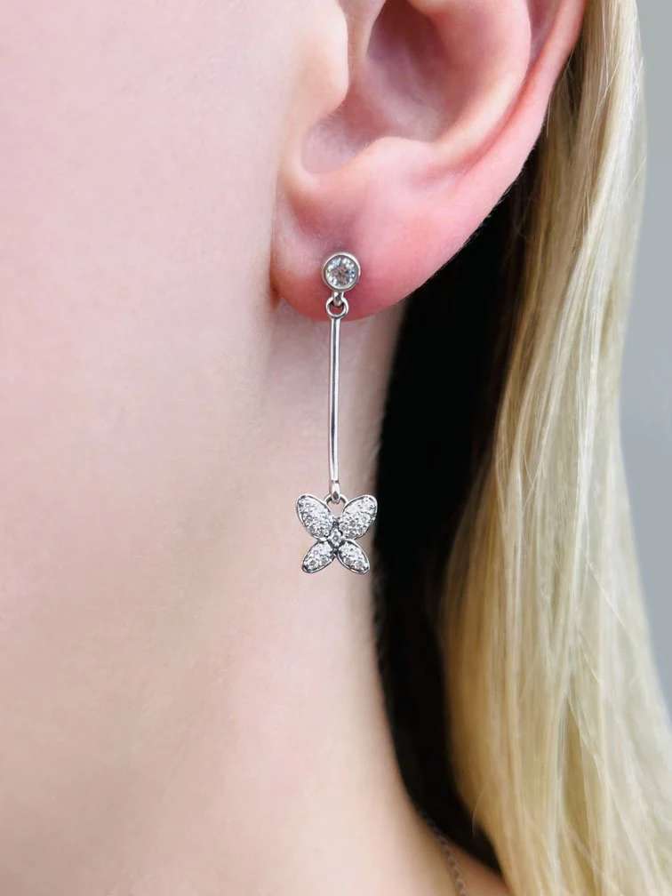 Butterfly Drop Bar Earrings Lab-Grown Diamond with 0.56 ct.(finished) - Image 3