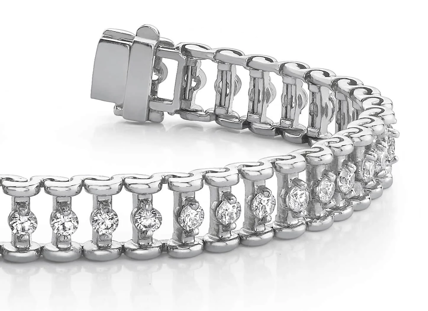 Candlestick Link Diamond Bracelet with 2.99 ct.(finished) 2.5mm